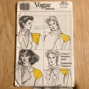 Vintage Vogue couture shoulder pads patterns. 1986 copyright 4 different styles.